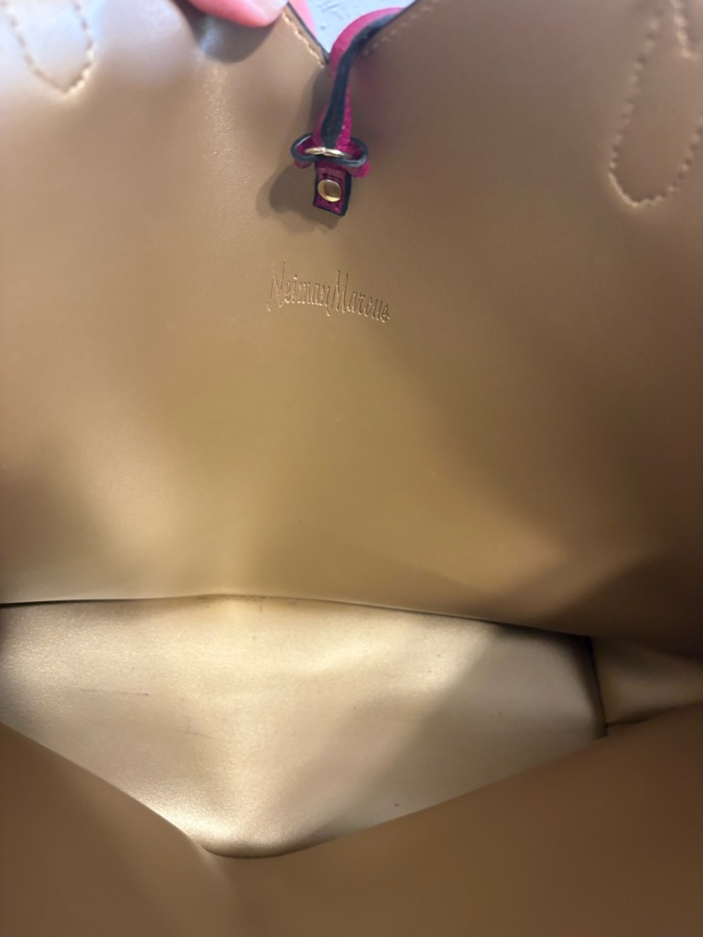 Neiman Marcus Fuchsia PU Leather Tote with Tassel - Picture 8 of 8